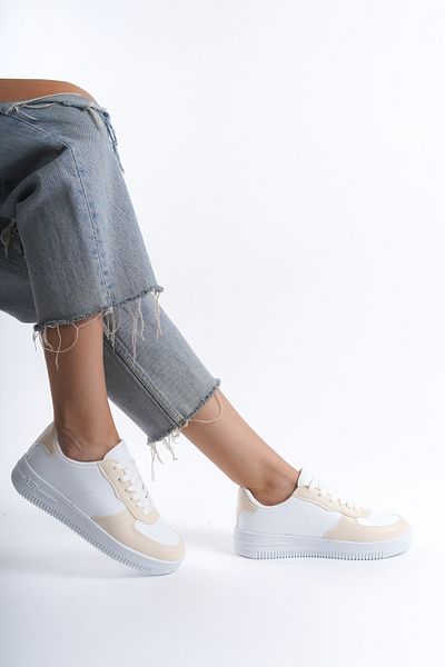 Moda Değirmeni Pantofi de damă alb-bej - BG1003-101-0001