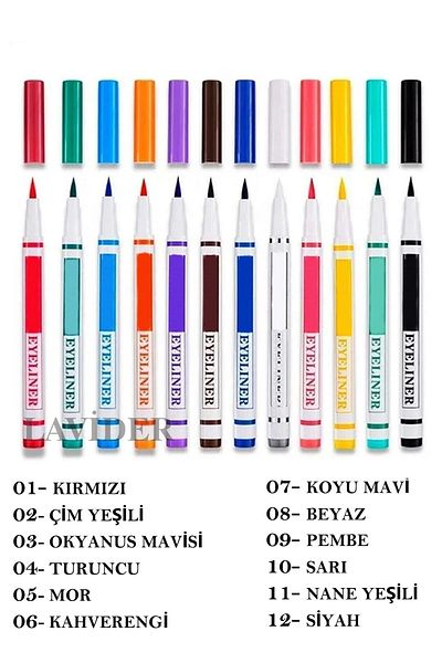 Lavider Set of 24 - 12 Color High Pigment Neon Eye Liner and Eyeliner