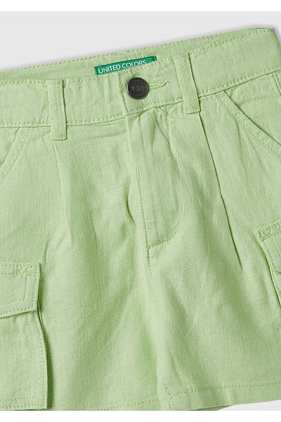 United Colors of Benetton Light Green Boy Bermuda Shorts - Logo Embroidered and Patch Pocket