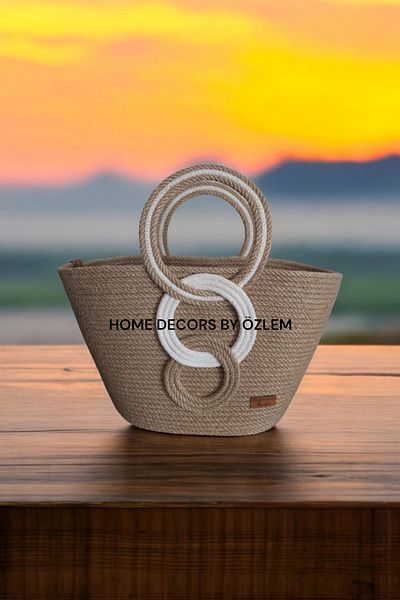 home decors by özlem Straw Handbag - Midi Size, Shoulder and Beach Bag, Daily Use, Handmade