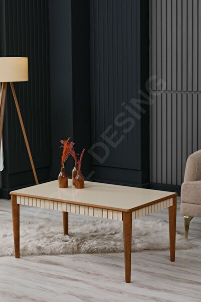 FAYMEND Luna Krem Lüx Ahşap Orta Sehpa