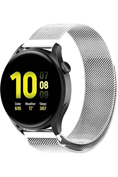 Fibaks Huawei Watch Gt/gt2/gt2 Pro/gt3 Pro/gt4 Gt5 Pro 46mm Metal Hasır Işlemeli Mıknatıslı Silikon Kordon