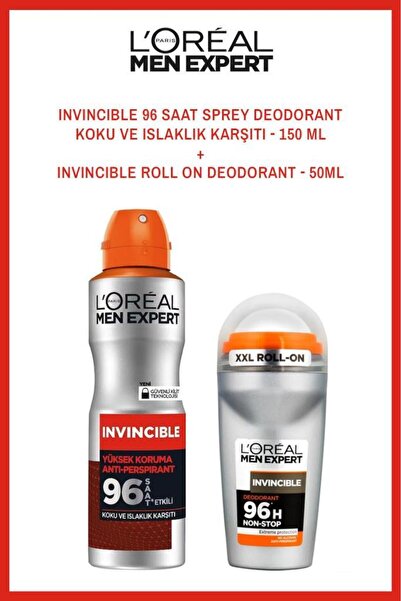 L'Oreal Paris Loreal Men Expert İnvincible 96 Saat Tere Islaklığa Karşı Dayan...