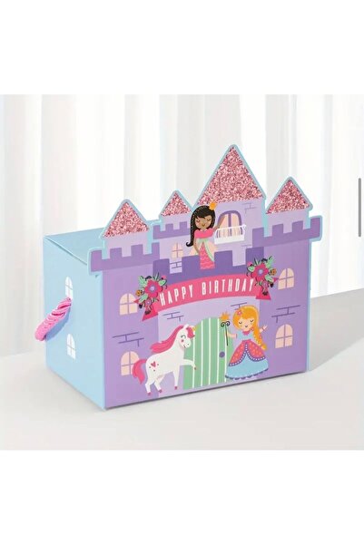 Kutumania 4 Adet Unicorn ve Prenses Desenli Prenses Kalesi Şeklinde Doğum Gün...