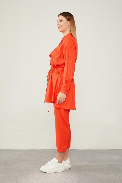 Levidor Oranj Beli Büzgülü Pantolonlu Spor Takım