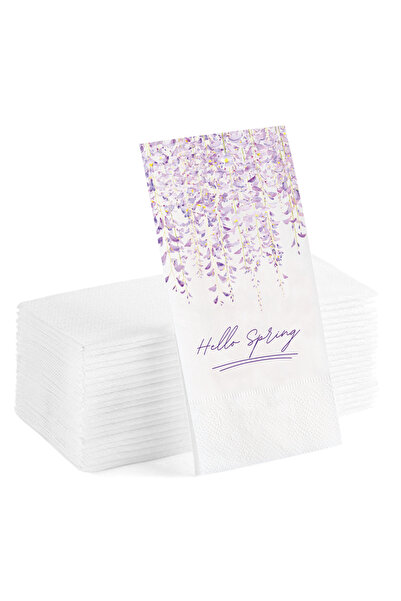 Matbaagraf Çiçek Baskılı Hello Spring Yazılı Sunum Servis Peçetesi 20li