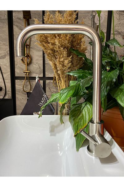 İSAOĞLU YAPI Kitchen Faucet Inox Color Sink Faucet Kitchen Faucet Sink Faucet