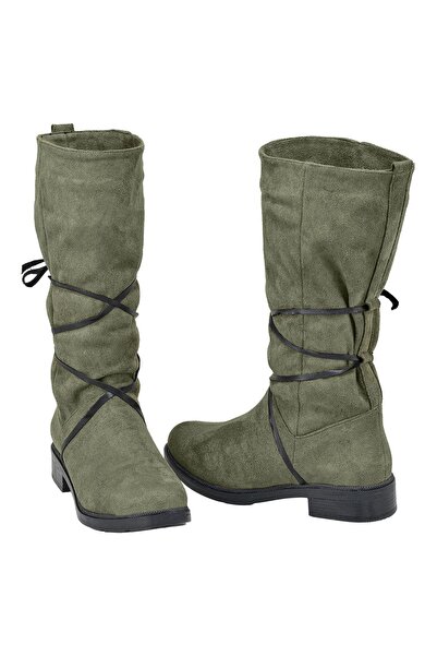 NOOSY Χακί Γυναικείες Μπότες - Σχέδιο Lace Up