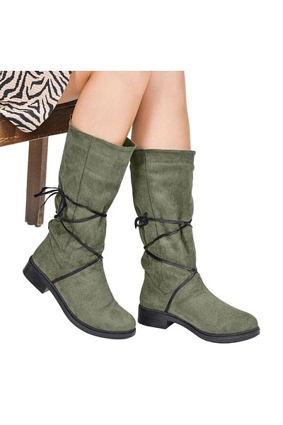 NOOSY Ghete de damă kaki - Design cu șireturi