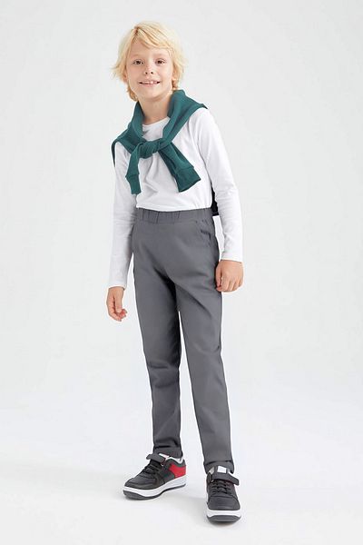 BayBayan Pantaloni Gri Lycra pentru copii - Trendy cu talie elastică, școala gimnazială