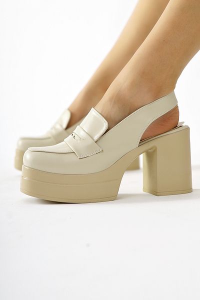 Limoya Pantofi casual de damă Neval Beige cu platformă cu toc decoltat