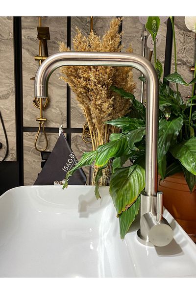 İSAOĞLU YAPI Kitchen Faucet Inox Color Sink Faucet Kitchen Faucet Sink Faucet