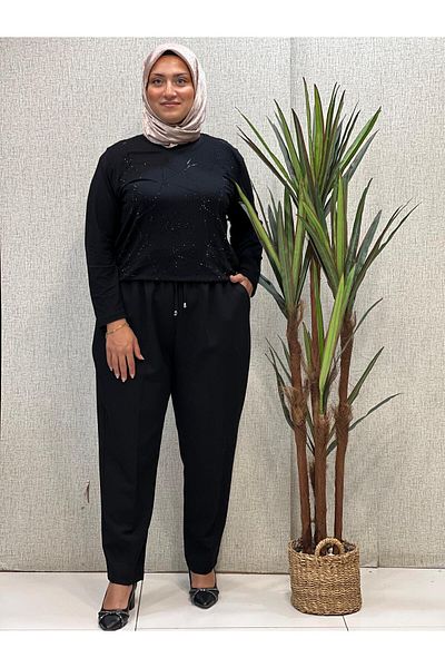 Butik büyük beden Double Lycra Trousers