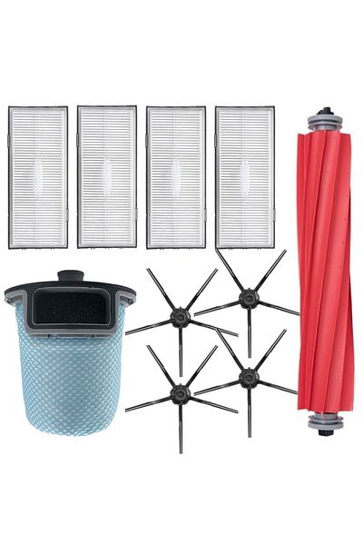 Mija For Roborock S7 Sonic Max V T7s Plus - 10 Pieces Black Replacement Filter and Brush Set