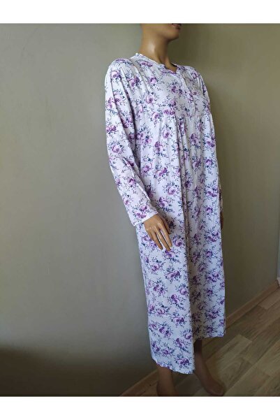 Flamingo Uzun Çiçek Baskılı Yazlık  Penye Gecelik-Elbise