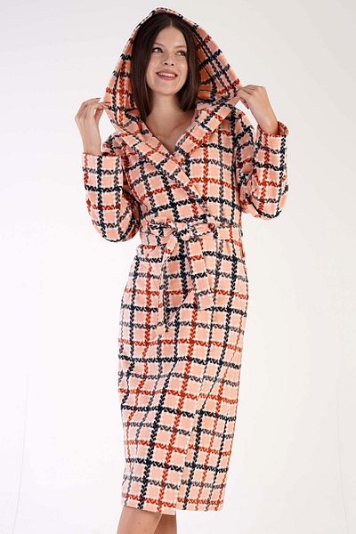 VİENETTA Women's Peach Colored Fleece Long Dressing Gown