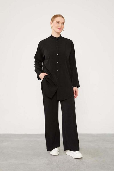 Levidor Pleated Fabric Black Judge Collar Double Set