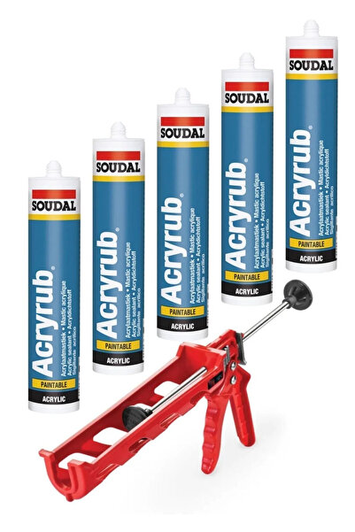 TOPALAKTİCARET Soudal Beyaz Silikonize Mastik 5 Adet Beyaz Mastik + 1 Adet Ta...