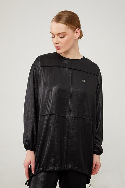 Levidor Black Trousers Set with Asymmetric Cut
