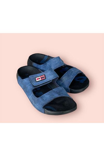 Witta Papuci de damă cu velcro cu dungi duble bleumarin - talpă anatomică pentru piscină