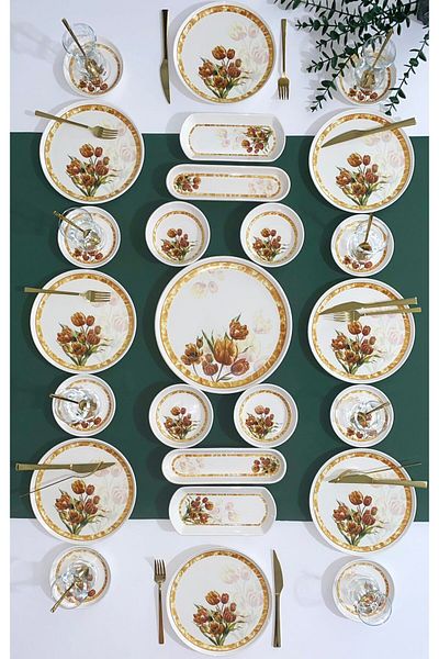 VENÜS HOME DECORATION Tulip Vintage - 25 Piece Breakfast Set for 8 People