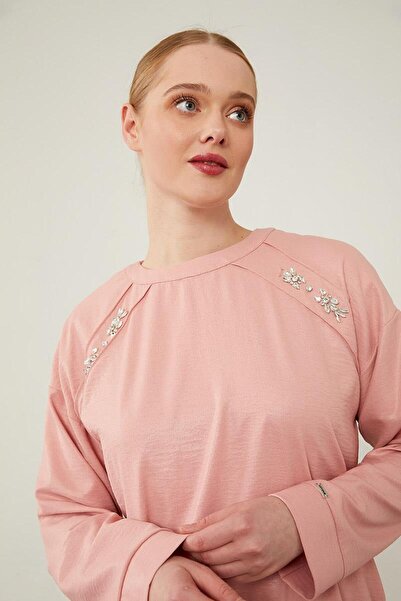 Levidor Stone Embroidered Powder Tunic - Wide Pants Set