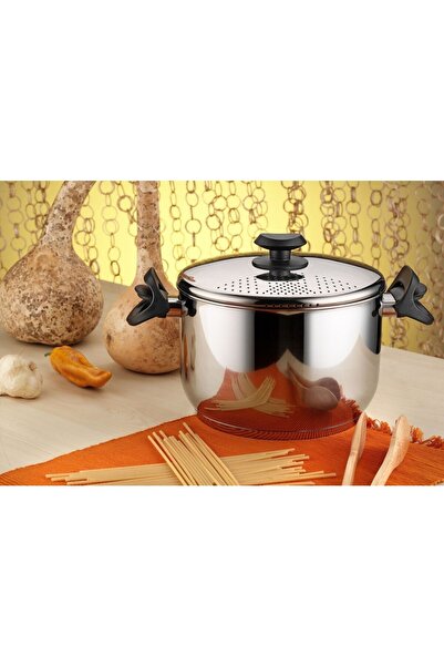 Hascevher Çelik Makarna Tenceresi 22x14 cm - Siyah