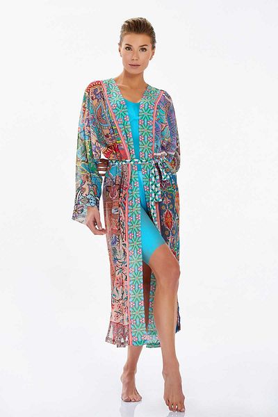REMSA Turquoise Single Pareo Kaftan - Akden Over 6128 Swimsuit