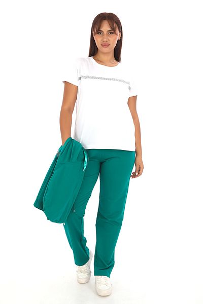 WND SPORT Large Size 3-Piece Tracksuit Set - Stone Detailed Hooded T-Shirt