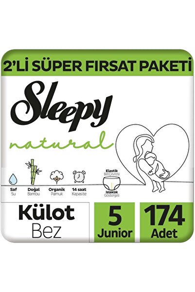 Sleepy Natural 2'Li Süper Fırsat Paketi Külot Bez 5 Numara Junior 174 Adet