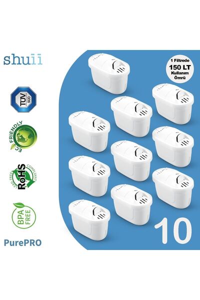 Shuii Purepro I Su Arıtma Sürahi Filtresi (10 Adet Filtre ) I Jugg Ve Brita M...