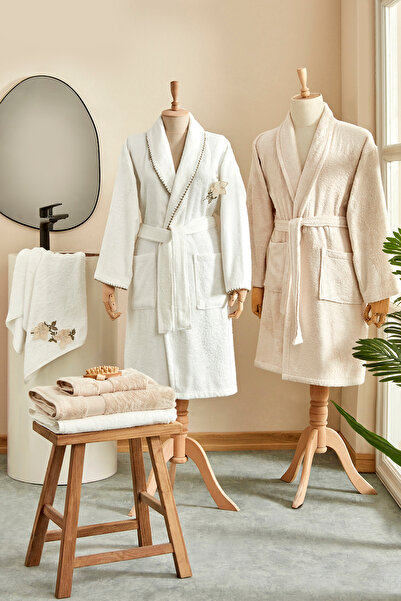 Karaca Home Natile Bamboo 6 Piece Beige-Offwhite Family Bath Set