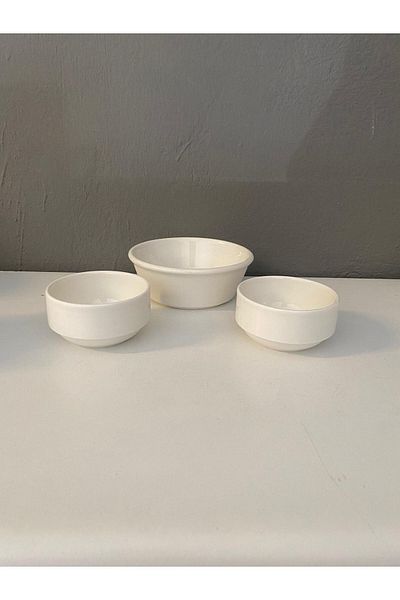 İkram Dünyası 3-Piece Porcelain Joker Bowl Set Sauce Bowl Jam Bowl Snack Bowl