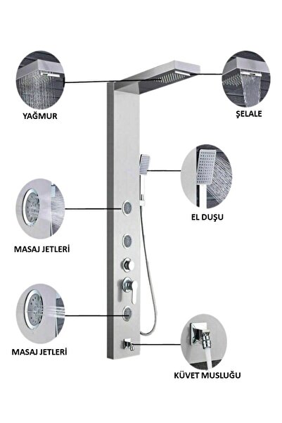 SAM BANYO Sam Fırat Siyah Duş Paneli, Robot Duş, Duş, Duş Fiskiyesi, Masajlı Duş Seti