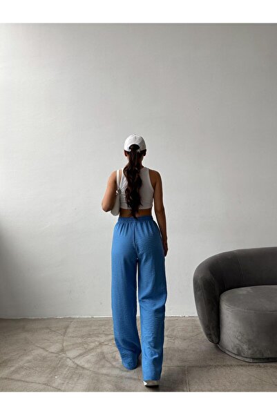 La Querta Pantaloni de vară pentru femei, cu talie înaltă, cu tăietură largă, pq02