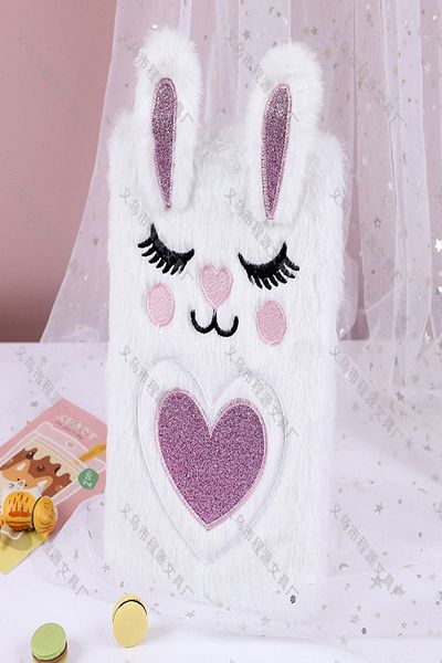 Bold Grup White-Purple-Pink Cute Rabbit Plush Notebook