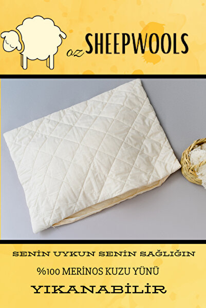 ozsheepwools Husă de pernă matlasată din lână - 100% lână merinos de miel, țe...