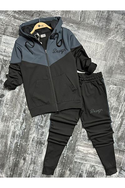YARENKİDS Set de trening unisex cu glugă - țesătură submersibilă cu fermoar, trening perfect pentru copii pentru băieți/fete