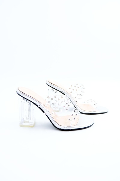 Tenau Silver Colored Genuine Leather Women's Slippers