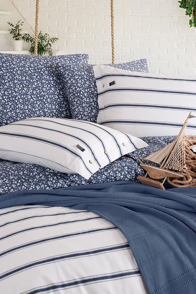 İyi Geceler İstanbul Blue Marine Double Pique Set - with Duvet Cover