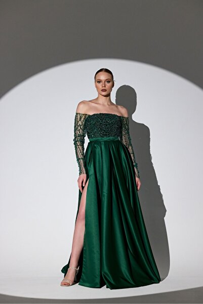 Tangül&Ali'S Moda Evi İşlemeli Yeşil Abiye