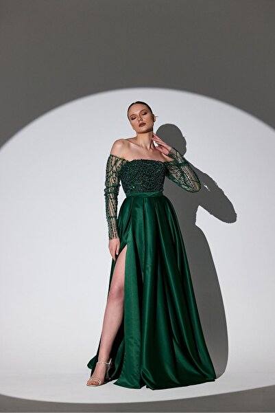 Tangül&Ali'S Moda Evi İşlemeli Yeşil Abiye