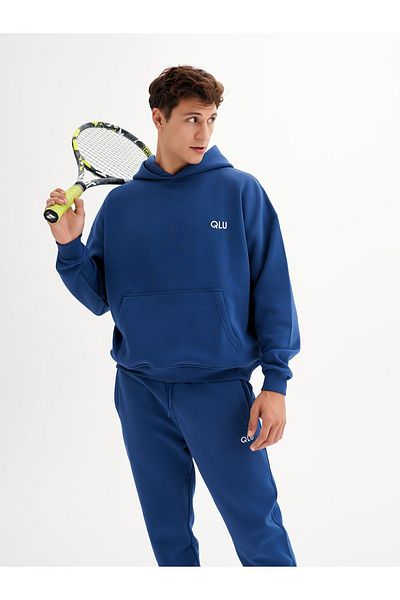 qlu Infinity Collection Unisex Μπλε Ναυτικό Oversize Hoodie