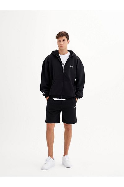 qlu Infinity Unisex Μαύρη Oversize Ζακέτα