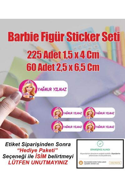Aysprint Okul Etiketi Kırtasiye Defter Kalem Matara Çanta Kalemkutu Için Kişi...