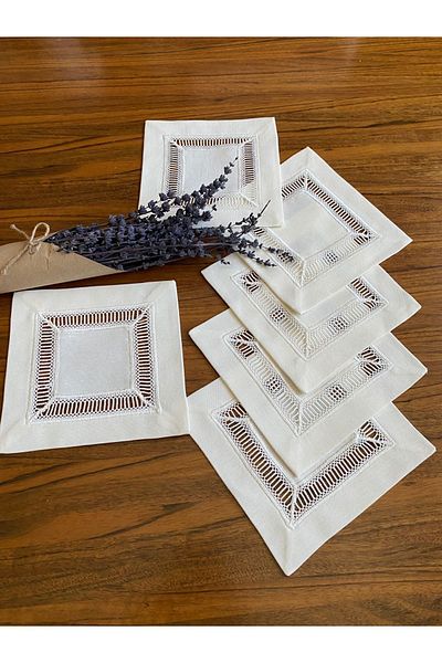 NURHAN HOME COLLECTION 6 χαρτοπετσέτες κοκτέιλ με όπλα καφέ