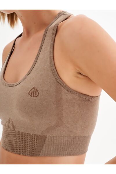 qlu Infinity Collection Γυναικείο σουτιέν χωρίς ραφές/χωρίς ραφές μελανζέ καφέ/αθλητικό σουτιέν