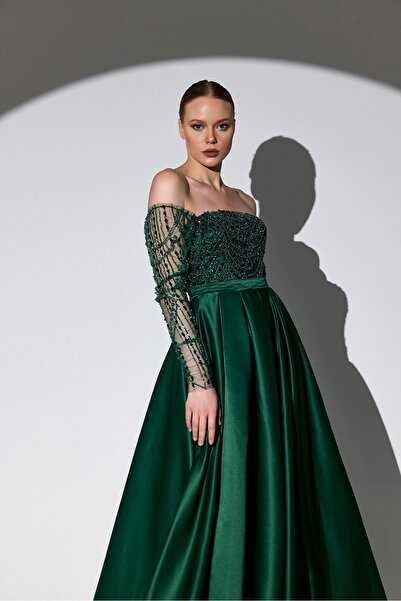 Tangül&Ali'S Moda Evi İşlemeli Yeşil Abiye