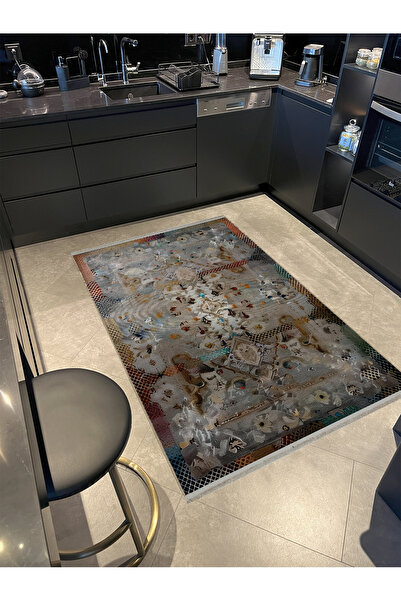 Rugs Modern Halı Modern Bordür Detaylı Çok Renkli  Antik Tasarım Serisi Saçak...