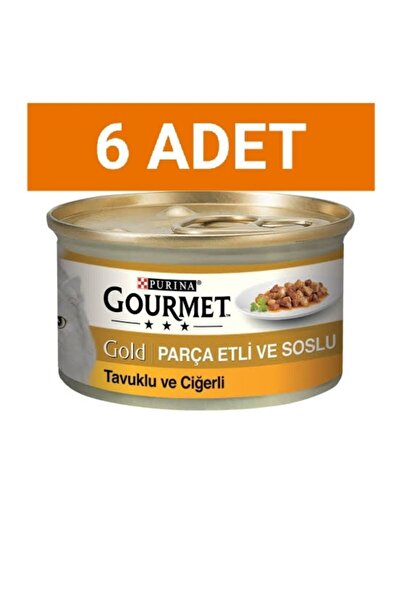 Gourmet Purina Gold Parça Etli Soslu Tavuklu Ciğerli 85 Gr Yaş Mama 6 Adet